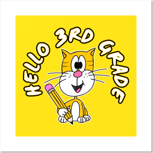 Hello 3rd Grade Cat Back To School 2022 Posters and Art